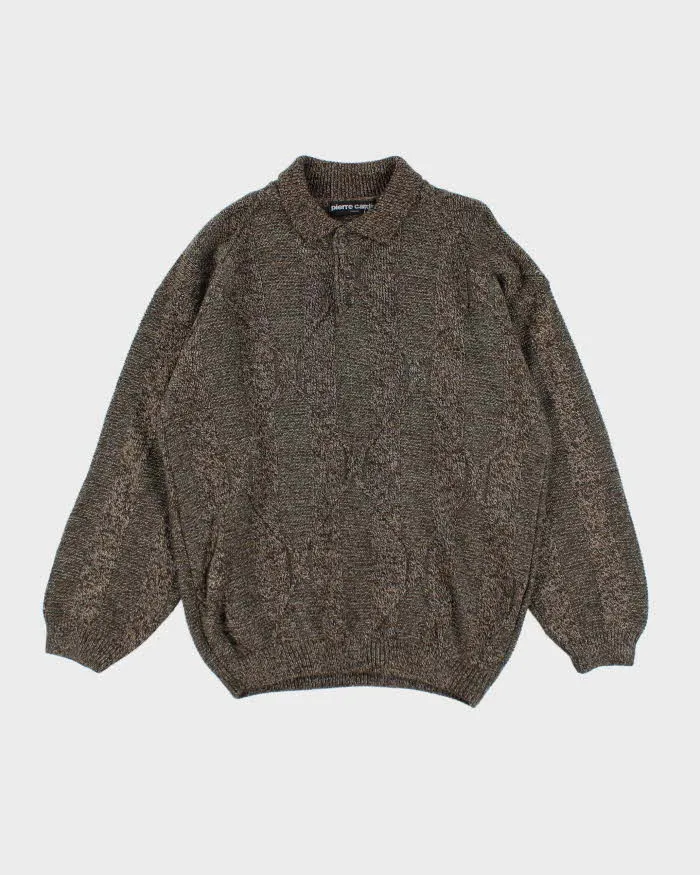 Vintage 90's Pierre Cardin Chunky Oversized 1/4 Button Knit Jumper - XL sold by Rokit