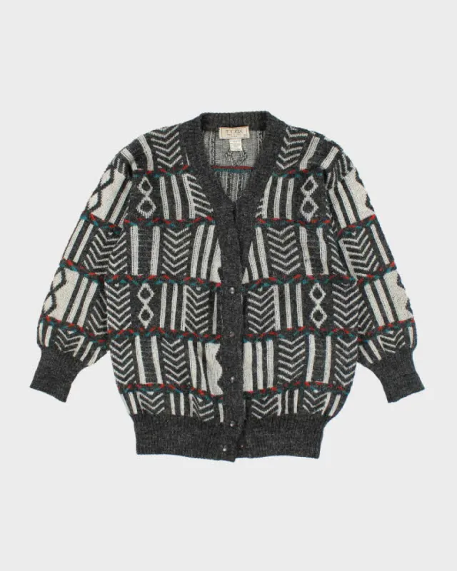 Vintage 80's Women's Mr Jax Patterned Wool Blend Knit Cardigan - M sold by Rokit