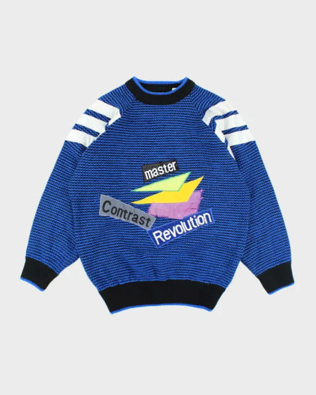 Vintage 90's Contrast Patterned Chunky Knit Jumper - M sold by Rokit