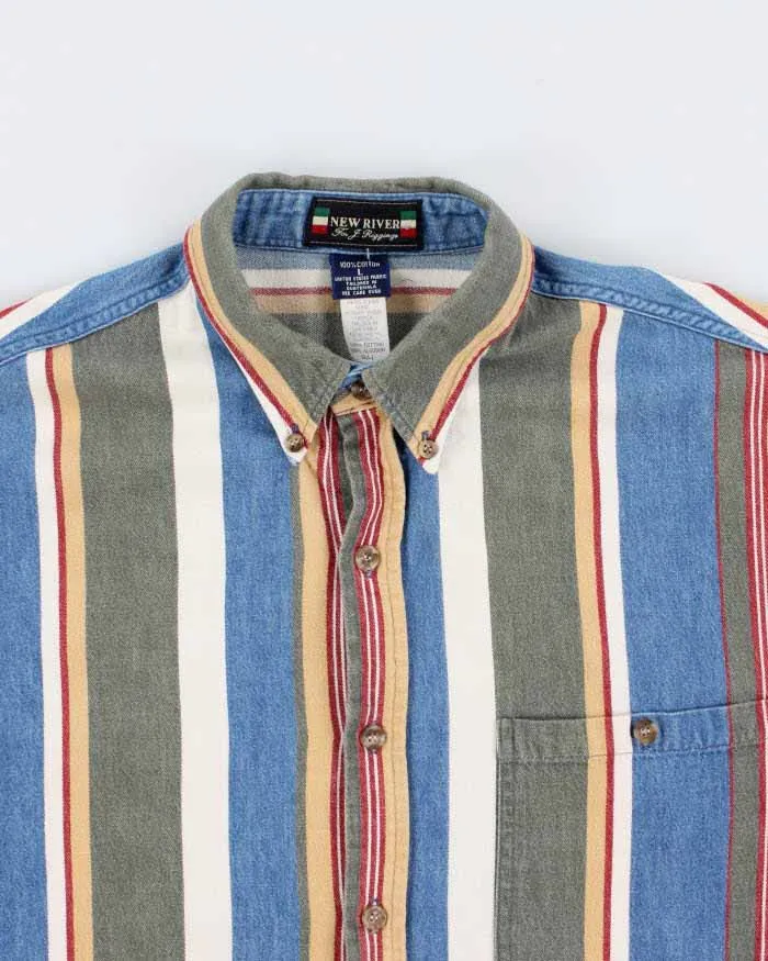 Vintage 90s New River Colourful Striped Shirt - L sold by Rokit product image thumbnail 3