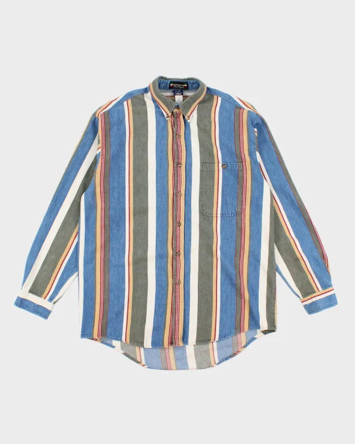 Vintage 90s New River Colourful Striped Shirt - L sold by Rokit