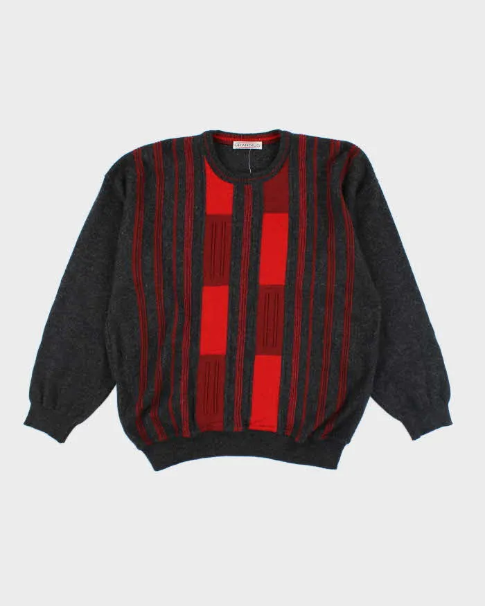 Vintage 80's Grandius Patterned Merino Wool Blend Knit Jumper - L sold by Rokit