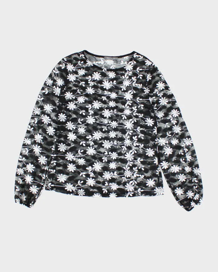 Y2k 00s Suzy Shier Mesh Floral Top - M sold by Rokit