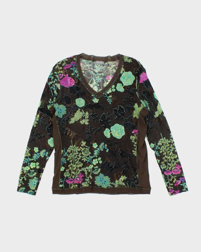 Vintage 90s Marc Aurel Floral Mesh Top - M sold by Rokit