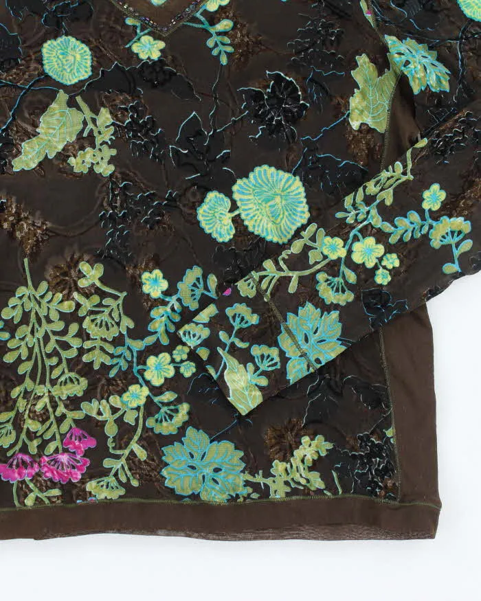 Vintage 90s Marc Aurel Floral Mesh Top - M sold by Rokit product image thumbnail 4