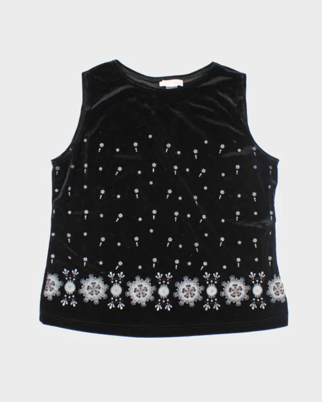 Vintage 90s Carroll Reed Velvet Sleeveless Top - L sold by Rokit