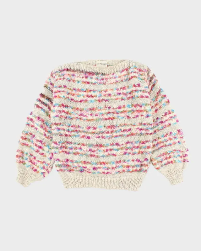 Vintage Wool Blend Slash Neck Knit Jumper - M sold by Rokit