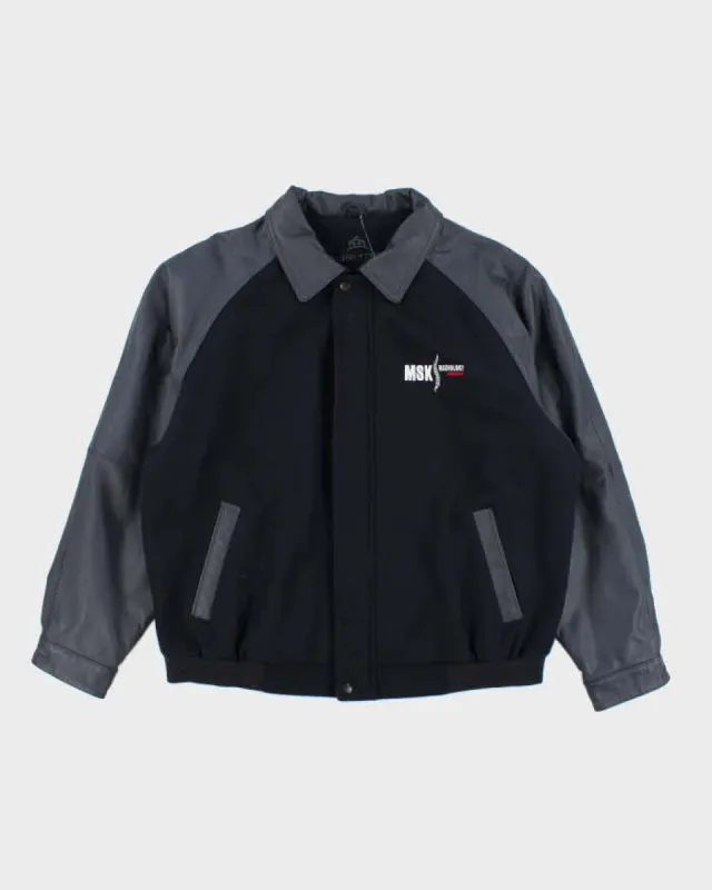 Vintage 90's Heavyweight Leather Embroidered Varsity Jacket - XL sold by Rokit