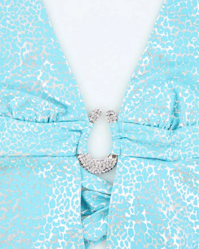 Y2k 00s Blue Leopard Print Backless Halter - S sold by Rokit product image thumbnail 3