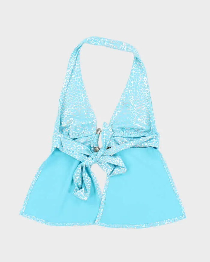 Y2k 00s Blue Leopard Print Backless Halter - S sold by Rokit product image thumbnail 2