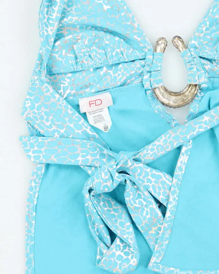 Y2k 00s Blue Leopard Print Backless Halter - S sold by Rokit product image thumbnail 4