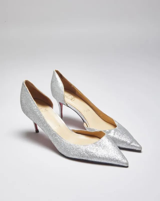 Vintage Women's Christian Louboutin Red Bottom Glitter Kitten Heeled Shoe - UK 4 sold by Rokit