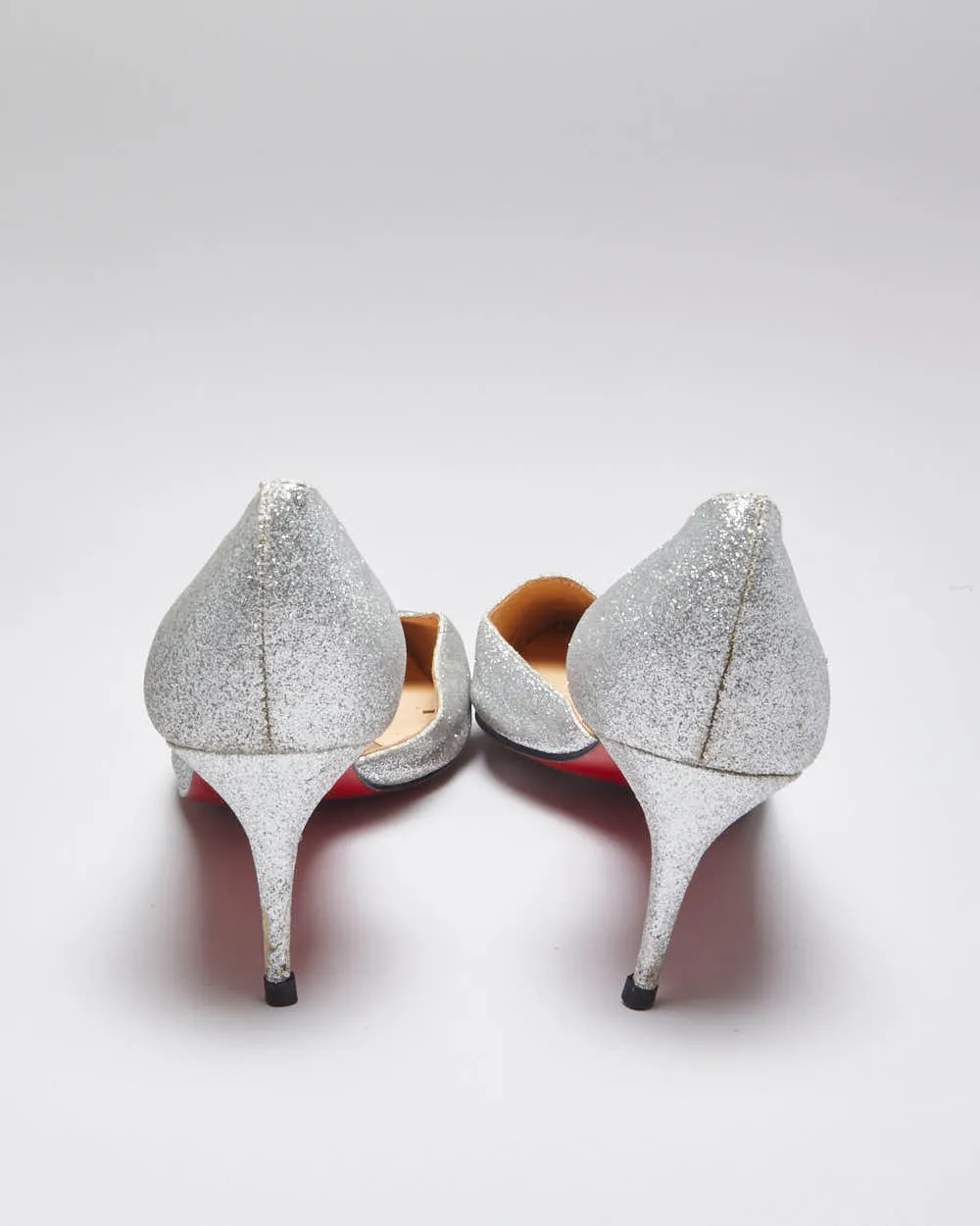 Vintage Women's Christian Louboutin Red Bottom Glitter Kitten Heeled Shoe - UK 4 sold by Rokit product image thumbnail 4