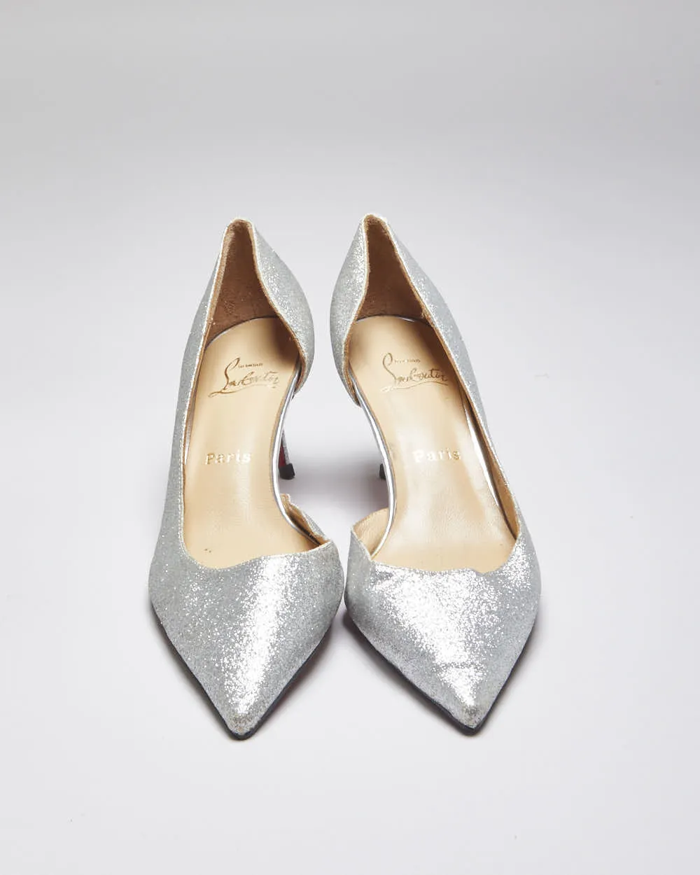 Vintage Women's Christian Louboutin Red Bottom Glitter Kitten Heeled Shoe - UK 4 sold by Rokit product image thumbnail 3
