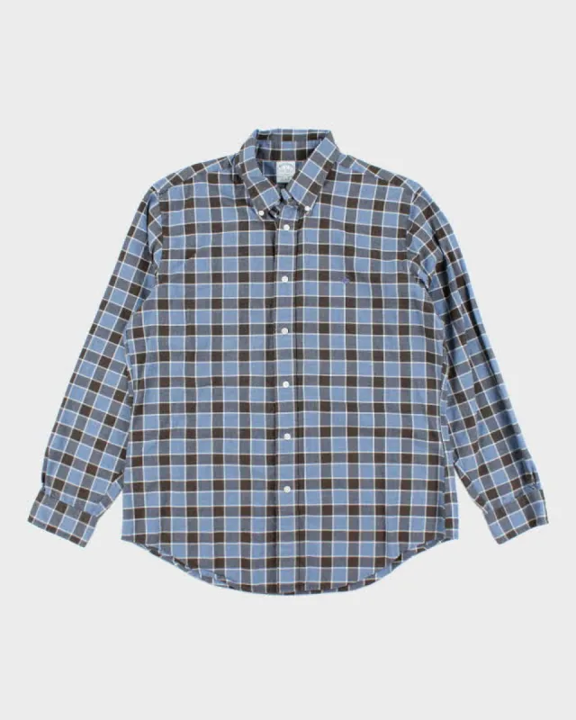 Vintage Brooks Brothers Blue Checked Flannel Shirt - L sold by Rokit