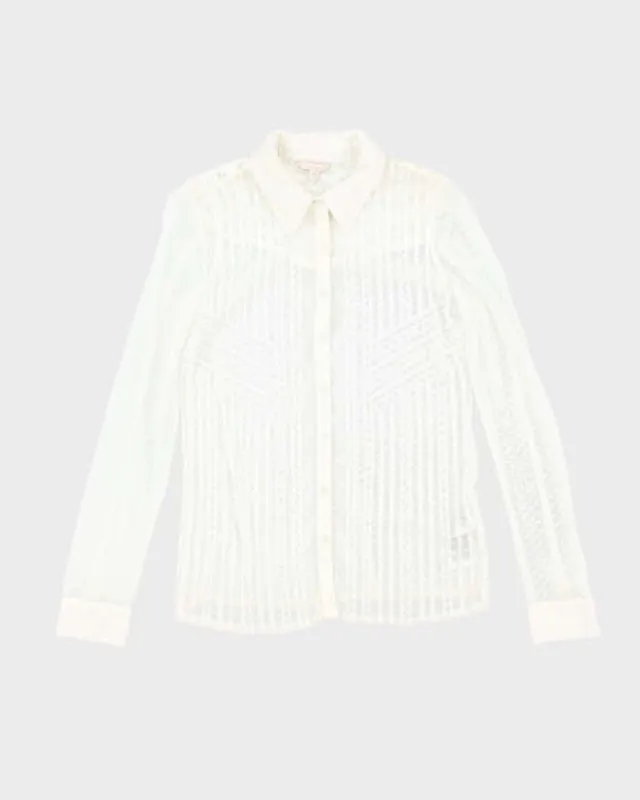 Y2k 00s Guess White Mesh Blouse - S sold by Rokit