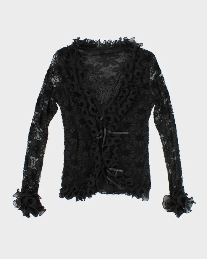 Vintage 90s Cami & Lace Long Sleeve Ruffle Blouse - M sold by Rokit