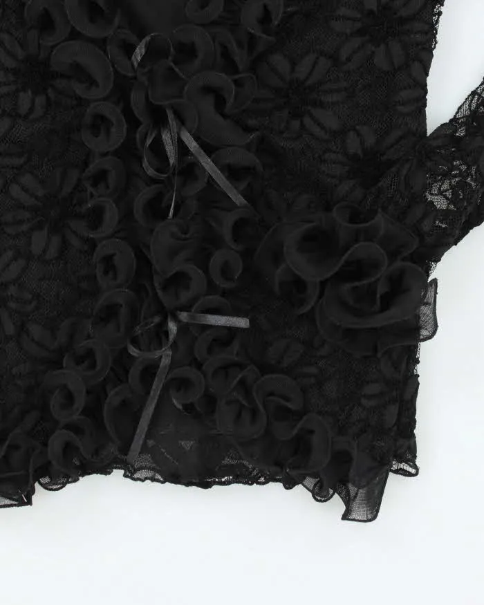 Vintage 90s Cami & Lace Long Sleeve Ruffle Blouse - M sold by Rokit product image thumbnail 4