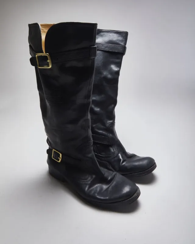 Vintage Women's Coach Black Leather Ankle Boots - UK 6 made by Coach