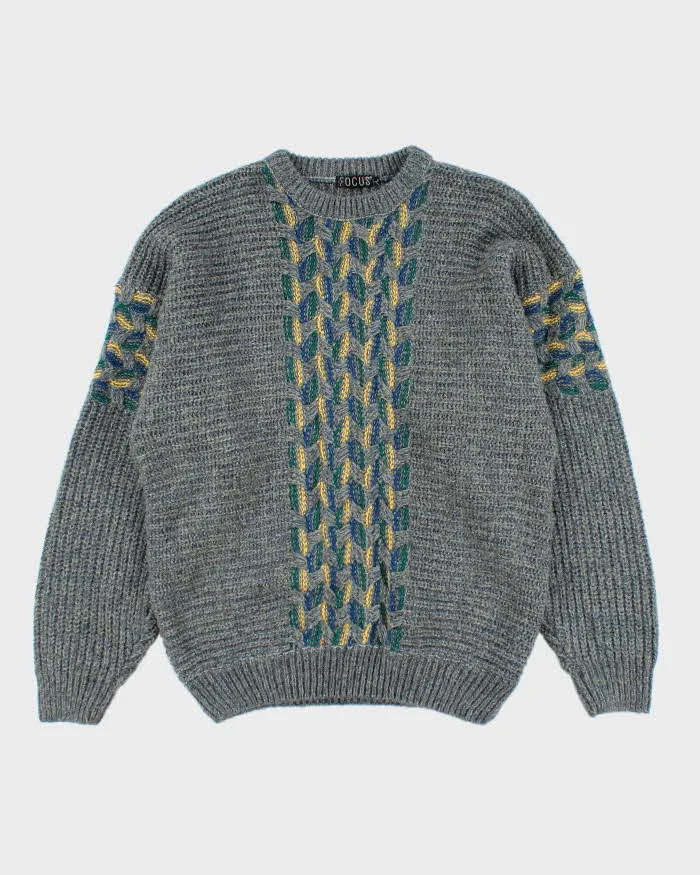 Vintage 90's Focus Patterned Chunky Knit Jumper - L sold by Rokit