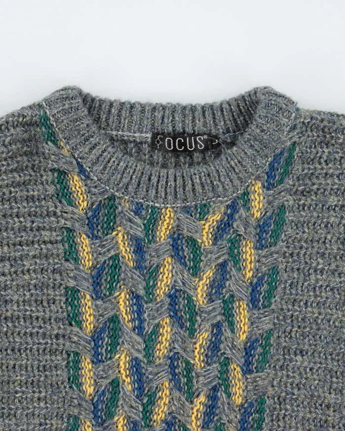 Vintage 90's Focus Patterned Chunky Knit Jumper - L sold by Rokit product image thumbnail 3