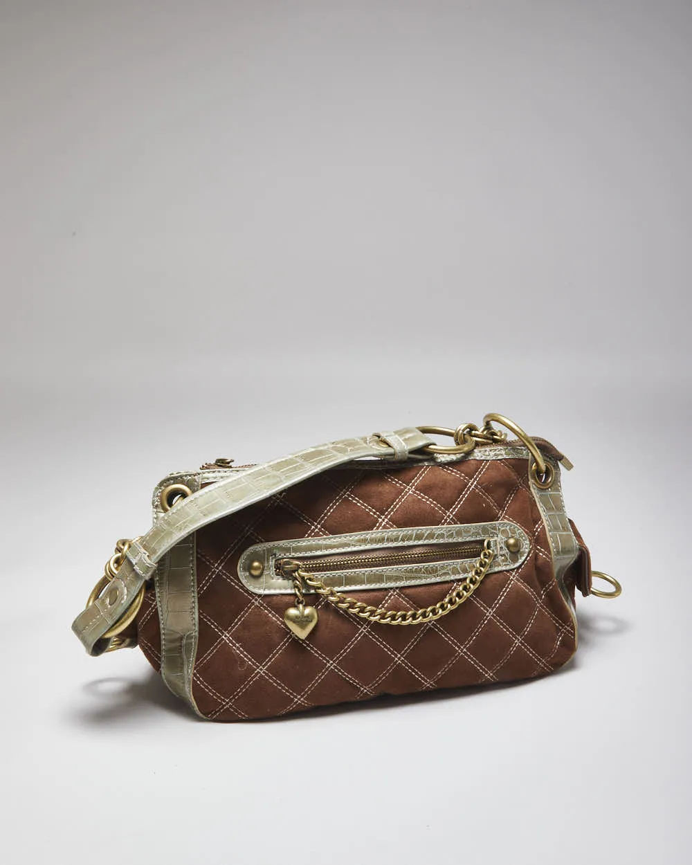 Kathy Van Zeeland Brown Quilted Handbag sold by Rokit