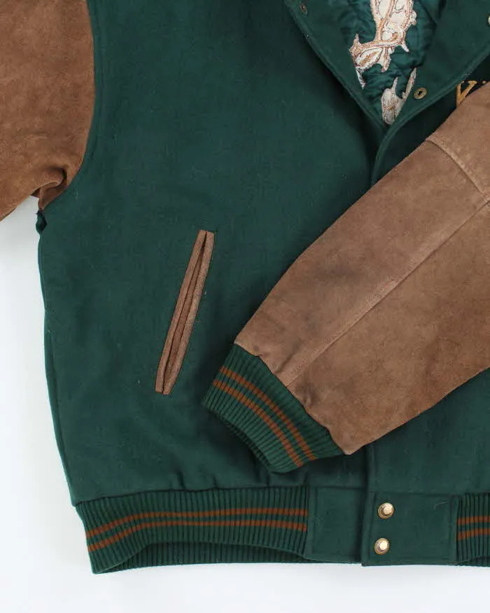 Vintage 90's Heavyweight Suede Embroidered Varsity Jacket - XL sold by Rokit product image thumbnail 4