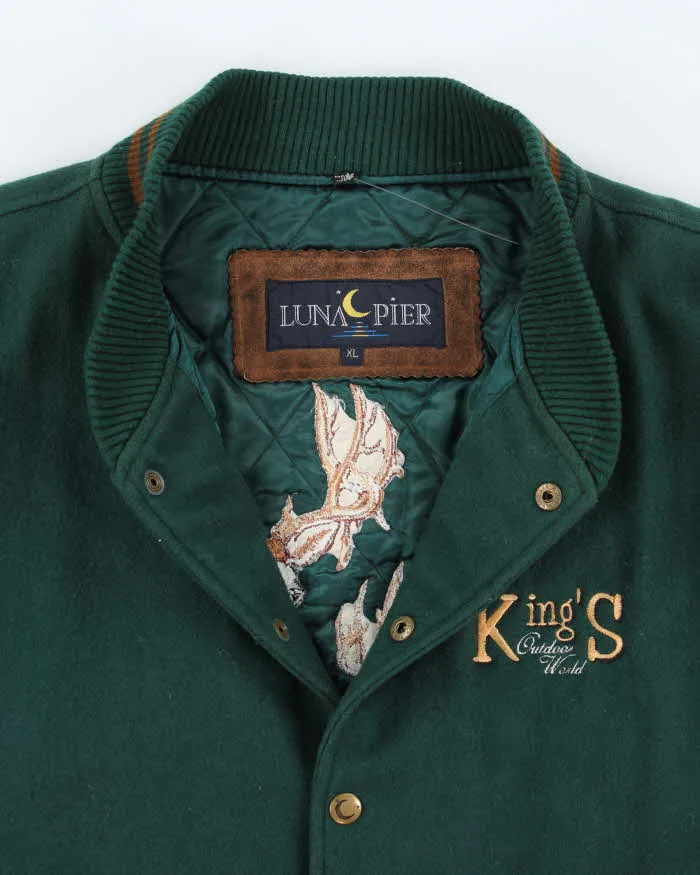 Vintage 90's Heavyweight Suede Embroidered Varsity Jacket - XL sold by Rokit product image thumbnail 3