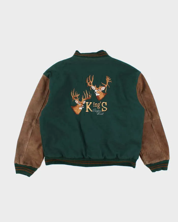 Vintage 90's Heavyweight Suede Embroidered Varsity Jacket - XL sold by Rokit product image thumbnail 2