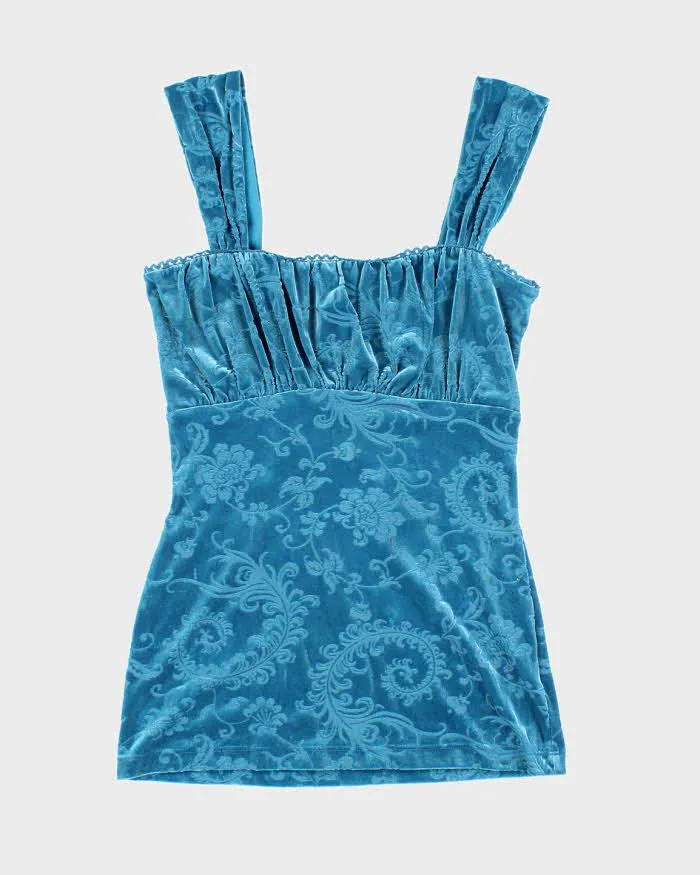 Y2k 00s Le Chateau Blue Velvet Cami - XXS sold by Rokit