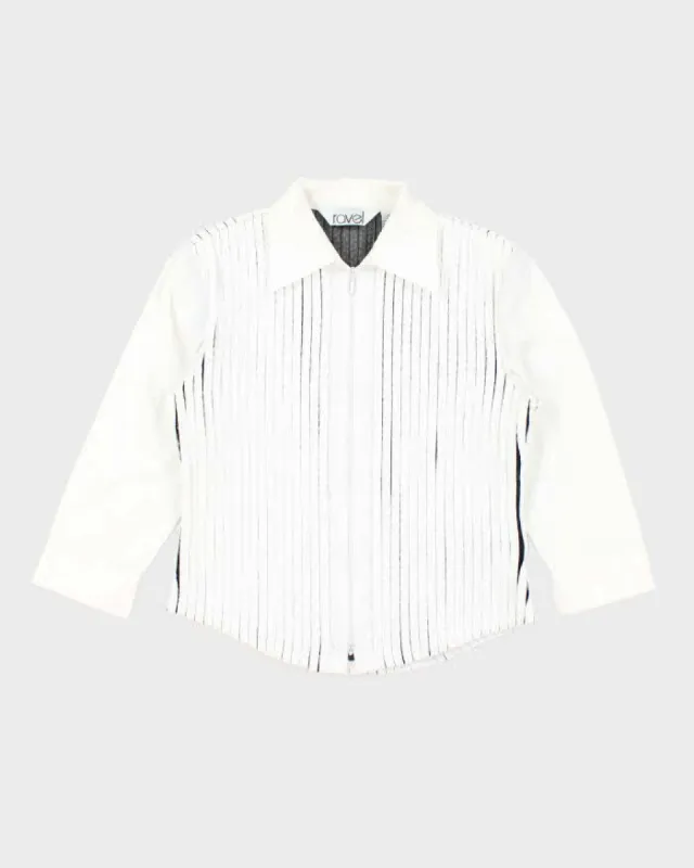 Vintage 90s White Zip-Up Shirt - S sold by Rokit
