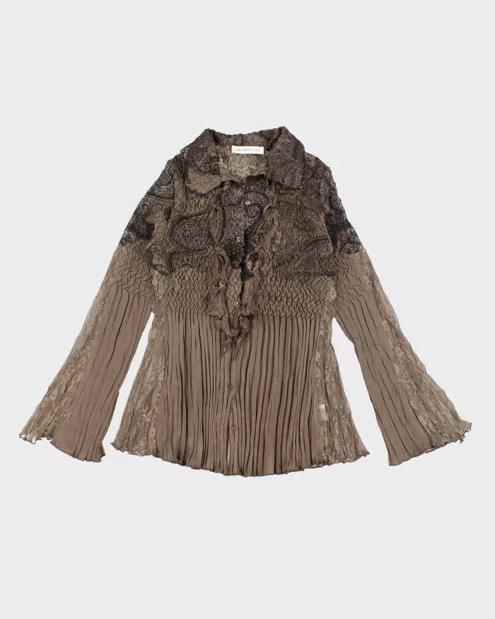 Vintage 90s Laura Brown Ruffle Blouse - S sold by Rokit