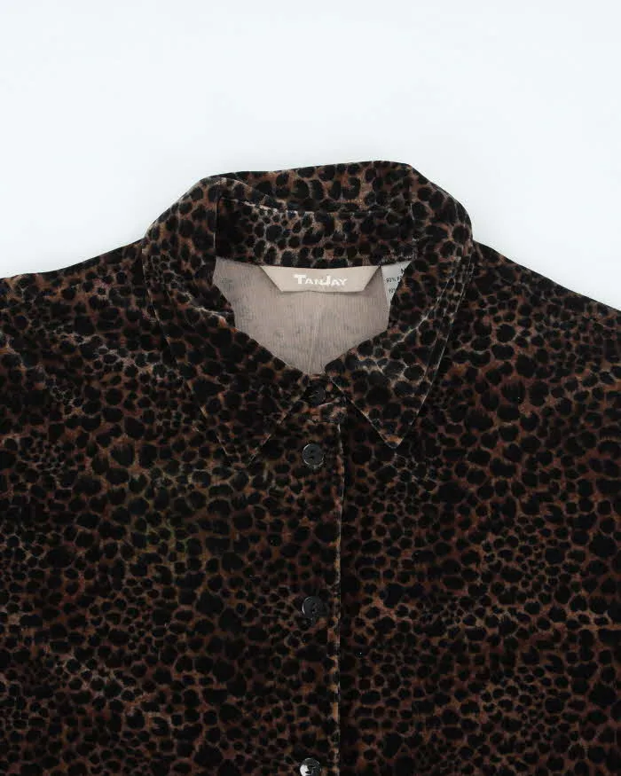 Vintage 90s Tan Jay Velvet Leopard Heavyweight Blouse - M sold by Rokit product image thumbnail 3