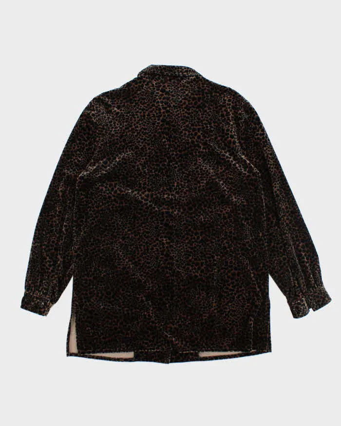 Vintage 90s Tan Jay Velvet Leopard Heavyweight Blouse - M sold by Rokit product image thumbnail 2