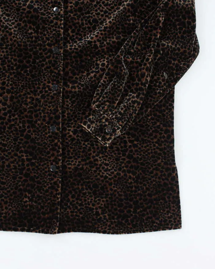 Vintage 90s Tan Jay Velvet Leopard Heavyweight Blouse - M sold by Rokit product image thumbnail 4