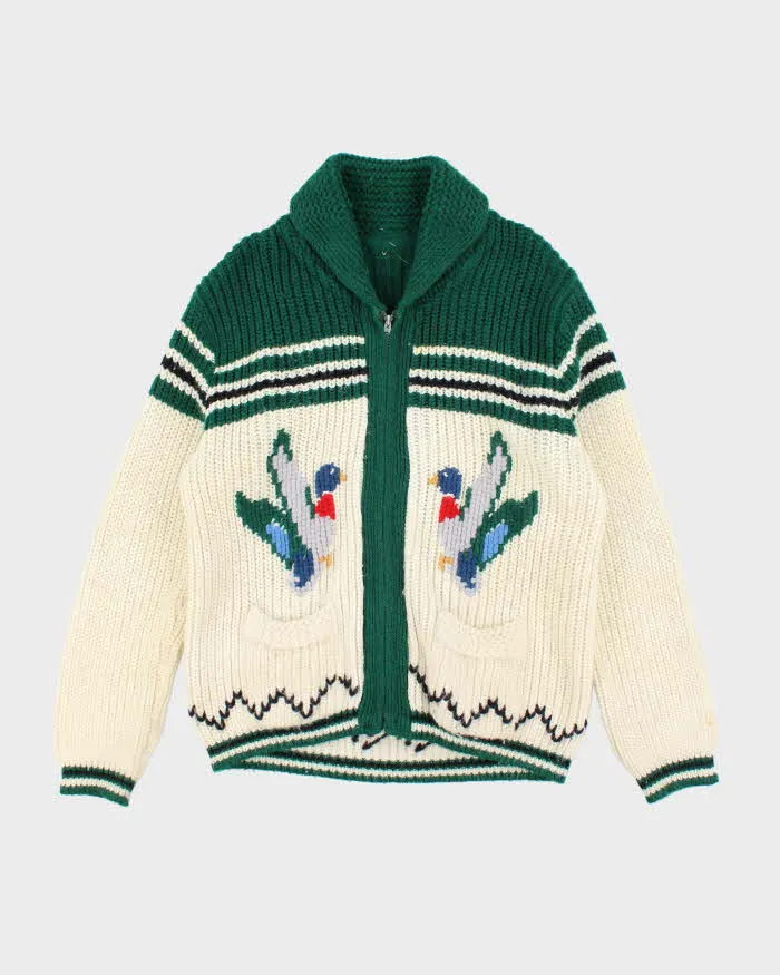 Vintage 80's Cowichan Heavyweight Duck Design Zip Up Cardigan - L sold by Rokit