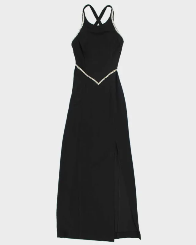 Vintage 90s Algo Black Backless Rhinestone Maxi Dress - XS sold by Rokit