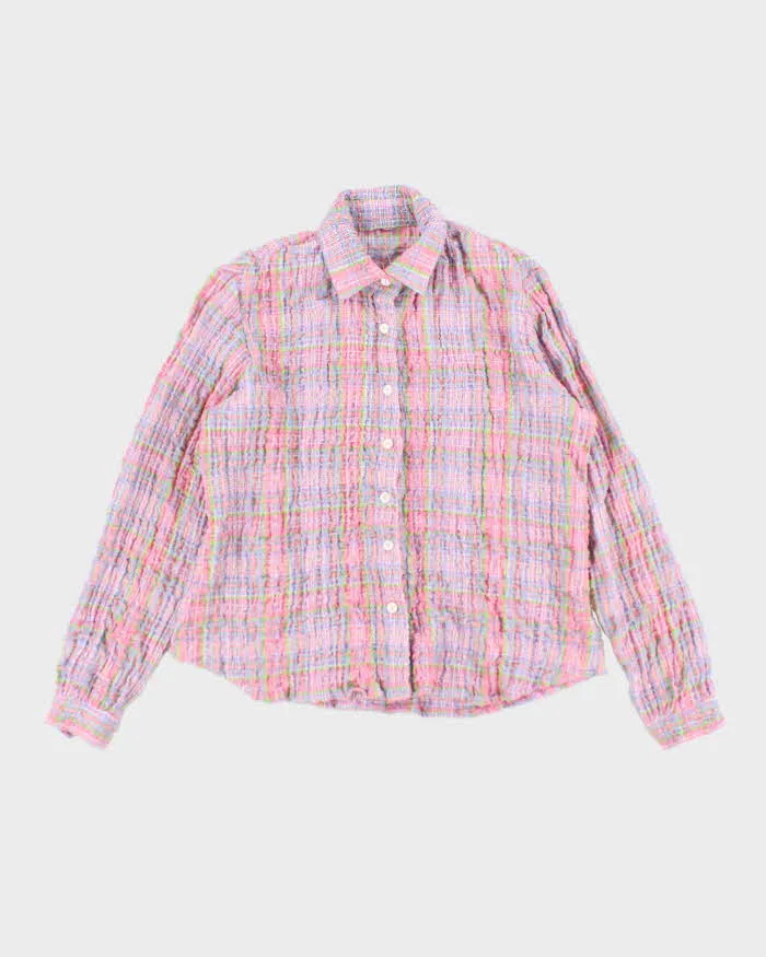 Vintage Checked Seersucker Blouse - M sold by Rokit