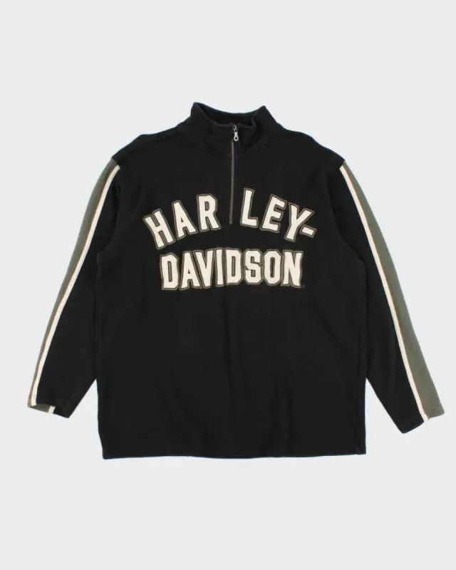 Vintage Y2K Harley Davidson Quarter Zip Spell Out Sweatshirt - XL sold by Rokit