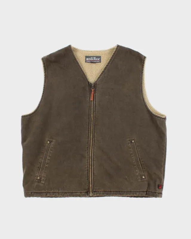 Vintage Woolrich Faded Brown Lined Workwear Gilet - XL sold by Rokit