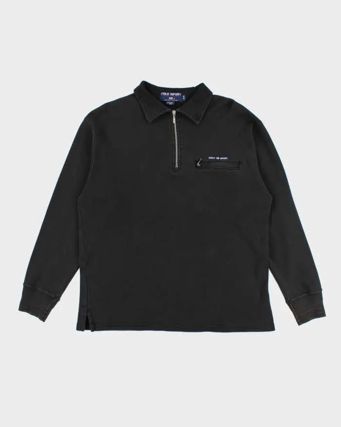 Vintage Y2K Polo Jeans Embroidered Quarter Zip Sweatshirt - M sold by Rokit