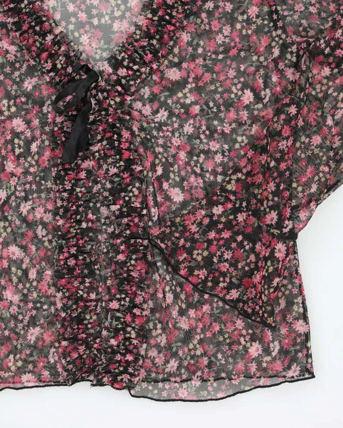 Y2k 00s Floral Mesh Ruffle Blouse - S sold by Rokit product image thumbnail 4