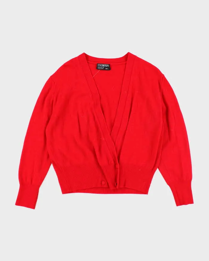 Vintage 90s Wool Blend Red Cardigan - L sold by Rokit