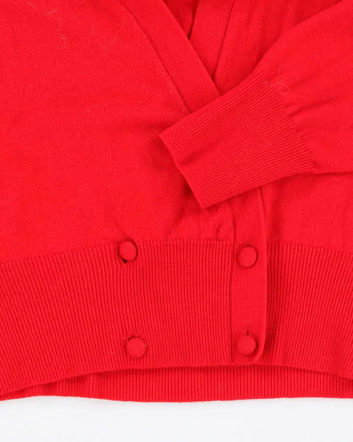 Vintage 90s Wool Blend Red Cardigan - L sold by Rokit product image thumbnail 4