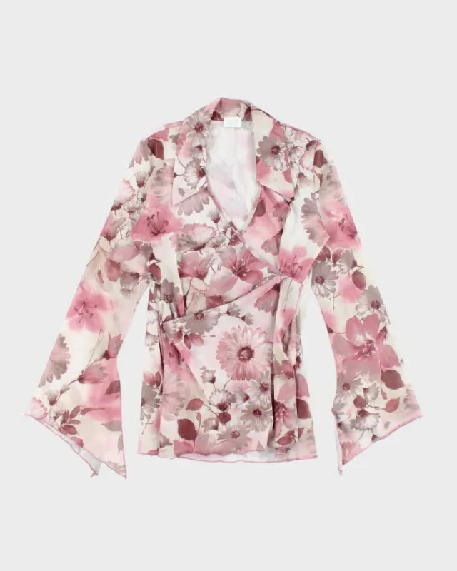 Y2k 00s Suzy Pink Floral Top - M sold by Rokit