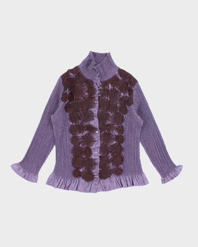 Vintage 90s Purple Satin Ruffle Blouse - M sold by Rokit