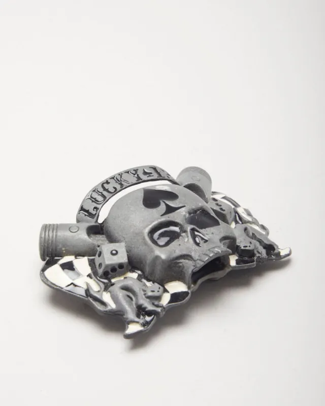 Y2k 00s Lucky 13 Apparel Skull Belt Buckle sold by Rokit