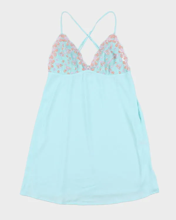 Y2k 00s La Vie En Rose Blue Slip Dress - M sold by Rokit