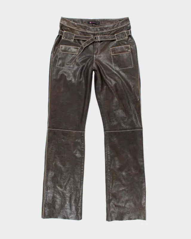 Vintage 90s Lucid Brown Leather Trousers - W32 L33 sold by Rokit