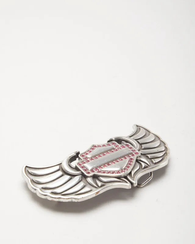 Y2k 00s Harley Davidson Pink Gem Belt Buckle sold by Rokit